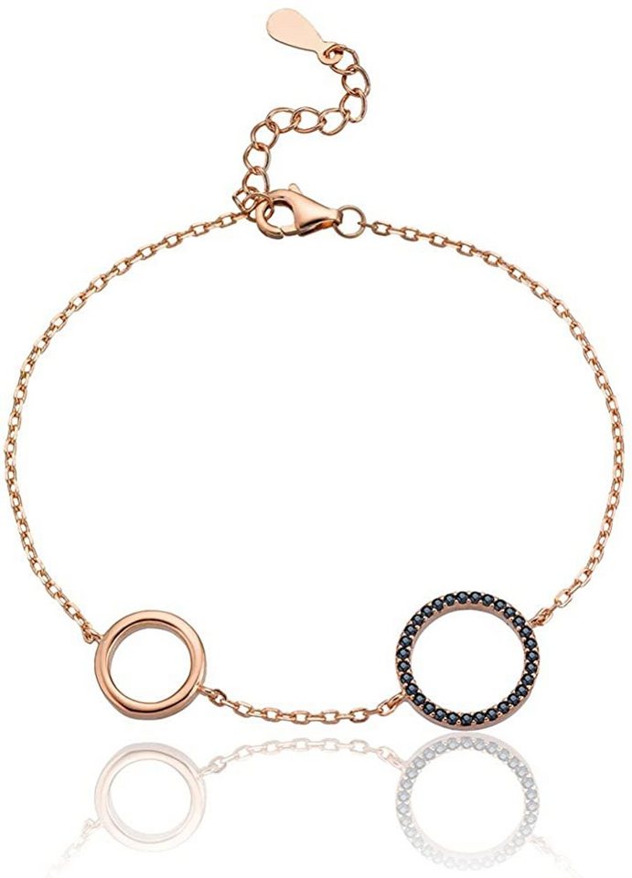 Karisma Silberarmband Damen Silber 925 Armband 2 Kreisen - Roségold Schwarze Steine von Karisma