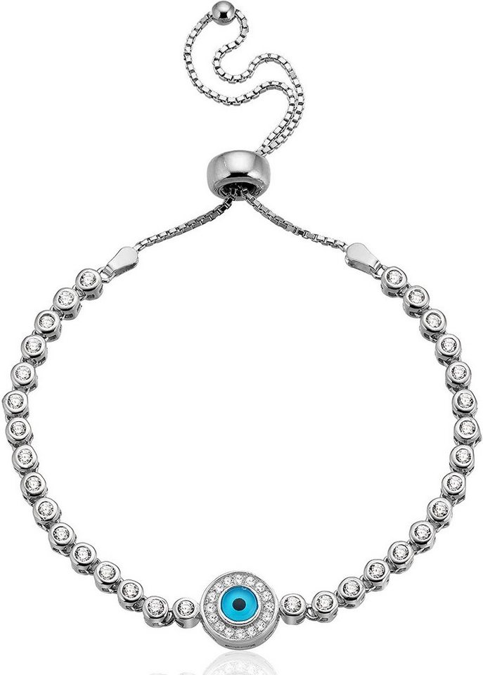 Karisma Silberarmband Damen Silber 925 Nazar Auge 32 Zirkonia Steine Länge verstellbar von Karisma