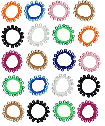 Karki Fusion 10 Stück Perlen-Gummiband, elastisch, künstlich, Perle, Nylon, dehnbar, Pferdeschwanz, bunte Haarseile für Frauen und Mädchen, keine Schäden am Haar (10 Stück) von Karki Fusion
