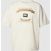 KARL KANI Boxy Fit T-Shirt mit Label-Stitching in Offwhite, Größe L von Karl Kani