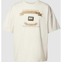 KARL KANI Boxy Fit T-Shirt mit Label-Stitching in Offwhite, Größe XXL von Karl Kani