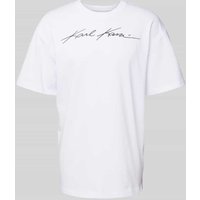 KARL KANI T-Shirt mit Label-Stitching in Weiss, Größe L von Karl Kani