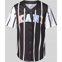 KARL KANI T-Shirt mit durchgehender Druckknopfleiste in Black, Größe XS von Karl Kani