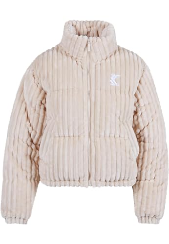 Karl Kani Damen KW233-024-1 KK Og Fuzzy Corduroy Short Puffer Jacket Cream, M von Karl Kani