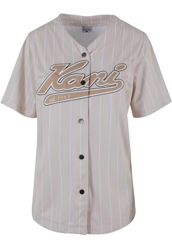 Karl Kani Damen KW233-035-1 KK Varsity Pinstripe Baseball Shirt XS Cream/White von Karl Kani