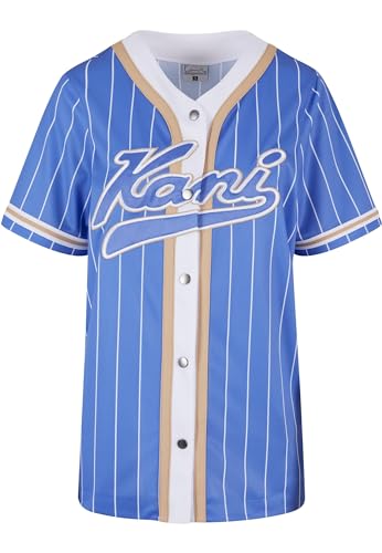 Karl Kani Damen KW241-029-1 Varsity Pinstripe Baseball Shirt M Purple/White von Karl Kani