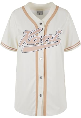 Karl Kani Damen KW241-029-2 Varsity Pinstripe Baseball Shirt XL Off White/White von Karl Kani