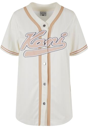 Karl Kani Damen KW241-029-2 Varsity Pinstripe Baseball Shirt XXL Off White/White von Karl Kani