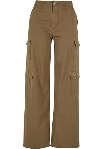 Karl Kani Damen KW241-061-1 Small Signature Washed Cargo Pants Olive, S von Karl Kani