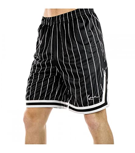 Karl Kani Herren KM-PS011-001-02 Small Signature Pinstripe Mesh Shorts XS Black von Karl Kani