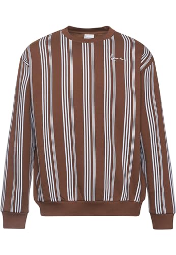 Karl Kani Herren KM233-027-2 KK Small Signature Striped Crew Brown/Light Blue, L von Karl Kani