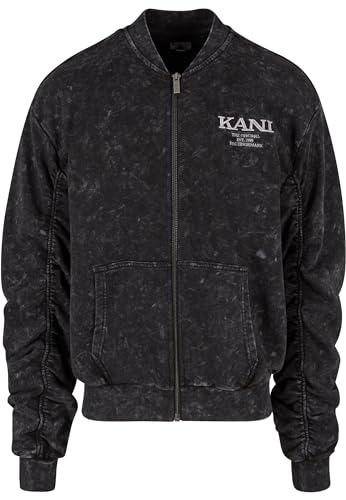Karl Kani Herren KM241-036-1 Chest Retro Washed Sweat Bomber Jacket Black, L von Karl Kani