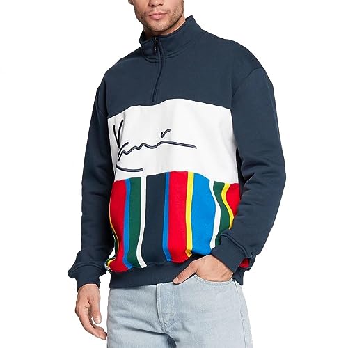 Karl Kani Herren Sweatshirt KK Signature Block Stripe Troyer 6027341 (S) von Karl Kani