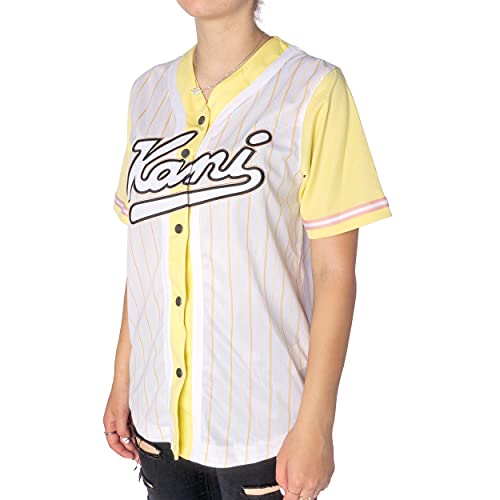 Karl Kani KK Varsity Block Pinstripe Baseball Shir Größe: S Farbe: White von Karl Kani