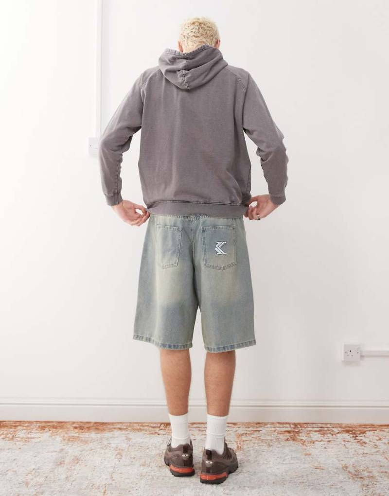 Karl Kani - OG - Weite Denim-Jorts in blauer Bleach-Waschung von Karl Kani
