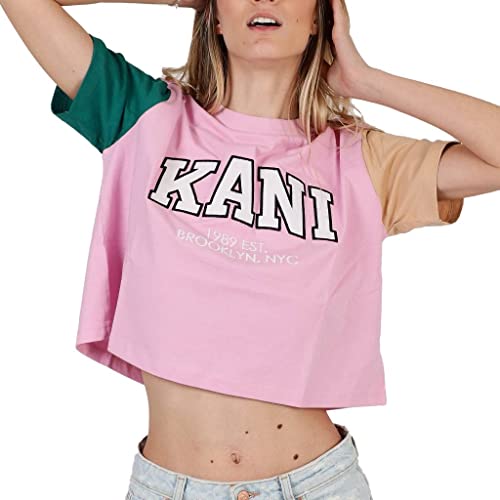 Karl Kani Serif Crop Block Crop T-Shirt Damen Shirt, Rosa L von Karl Kani