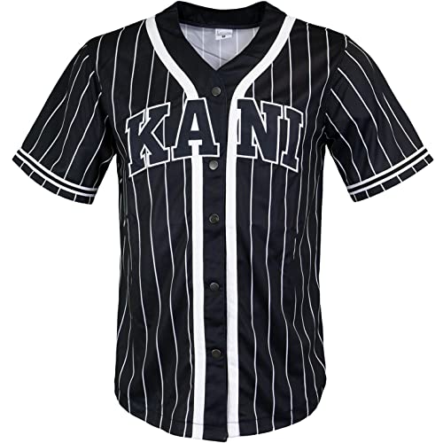 Karl Kani Serif Pinstripe Baseball Jersey Trikot (L, Black) von Karl Kani