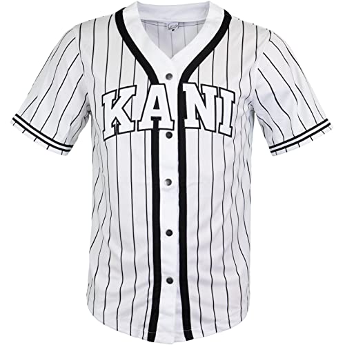 Karl Kani Serif Pinstripe Baseball Jersey Trikot (S, White) von Karl Kani