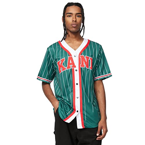 Karl Kani Serif Pinstripe Baseball Shirt Herren Hemd Dark Green red White L von Karl Kani