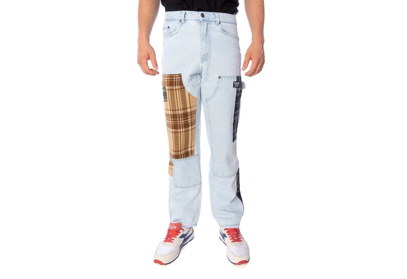 Karl Kani Slim-fit-Jeans Karl Kani Retro Patchwork Carpente Jeans Herren Hose bleach blue von Karl Kani