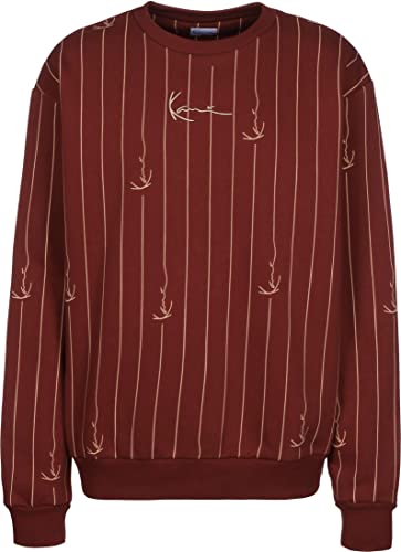 Karl Kani Small Signature Logo Pinstripe Sweater Wine red/Sand L von Karl Kani