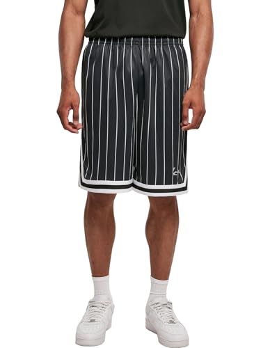 Karl Kani Small Signature Pinstripe Mesh Shorts Black/White XL von Karl Kani