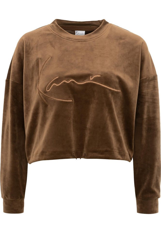Karl Kani Sweater Karl Kani Damen KW214-045-1 Signature Velvet Crop Crew brown (1-tlg) von Karl Kani