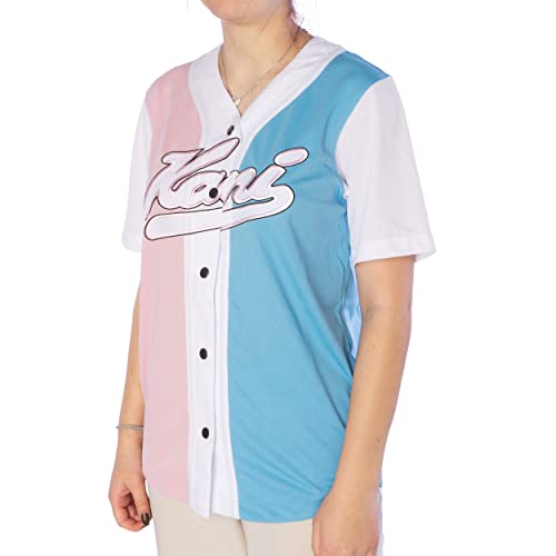 Karl Kani Varsity Block Baseball Shirt Damen Hemd (XS, Rose/Light Blue) von Karl Kani