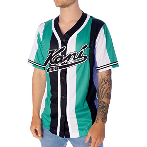 Karl Kani Varsity Striped Baseball T-Shirt Herren Green White Purple M von Karl Kani