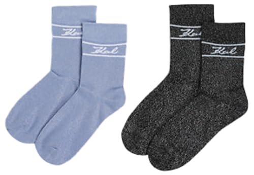 Karl Lagerfeld B.V Damen K/Signature (2 Pack) SOCKS MULTI, SOFT CHAMBRAY AND BLACK, Einheitsgröße EU von Karl Lagerfeld B.V