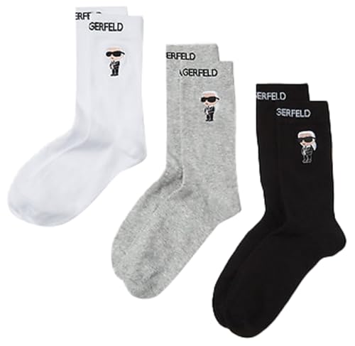 Karl Lagerfeld B.V Damen Ikon (3 Pack) SOCKS MULTI, BLACK/WHITE/GREY, 39 EU von Karl Lagerfeld B.V