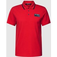 Karl Lagerfeld Beachwear Poloshirt mit Label-Patch in Rot, Größe M von Karl Lagerfeld Beachwear