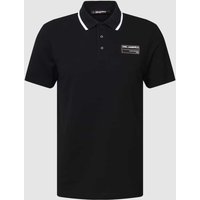 Karl Lagerfeld Beachwear Poloshirt mit Label-Patch in Black, Größe L von Karl Lagerfeld Beachwear