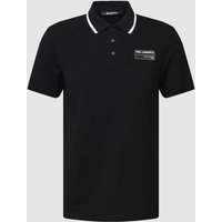 Karl Lagerfeld Beachwear Poloshirt mit Label-Patch in Black, Größe XL von Karl Lagerfeld Beachwear