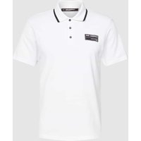 Karl Lagerfeld Beachwear Poloshirt mit Label-Patch in Weiss, Größe L von Karl Lagerfeld Beachwear