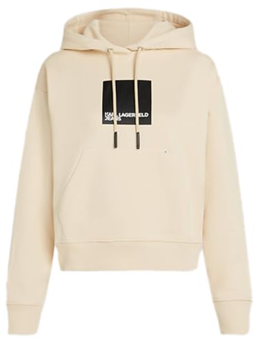 Karl Lagerfeld Jeans Damen Box Logo Hoodie Normale Passform, Braun, L von KARL LAGERFELD JEANS
