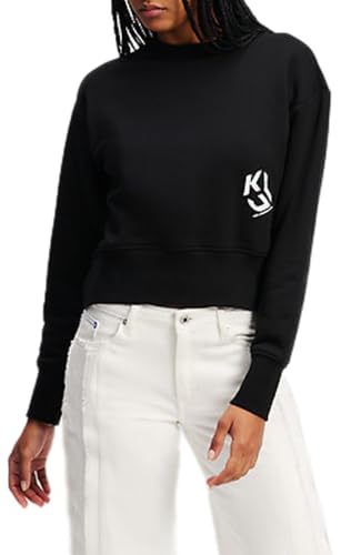 Karl Lagerfeld Jeans Damen MonogrammLogoSweat Normale Passform, Schwarz, L von KARL LAGERFELD JEANS
