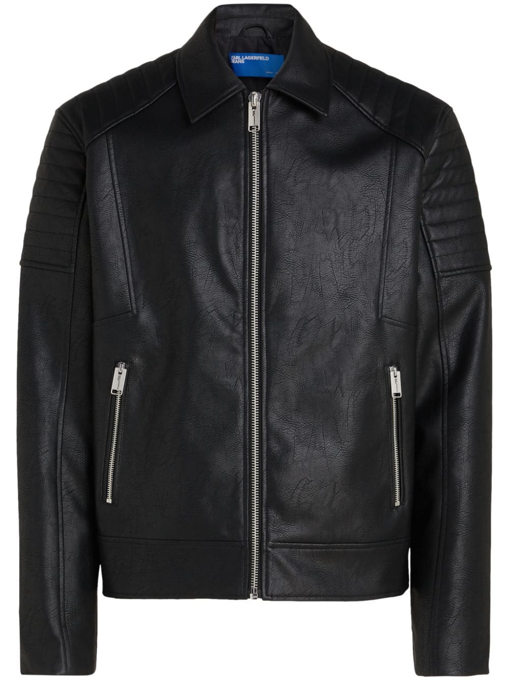 Karl Lagerfeld Jeans Hemdjacke aus Faux-Leder mit Logo - Schwarz von Karl Lagerfeld Jeans