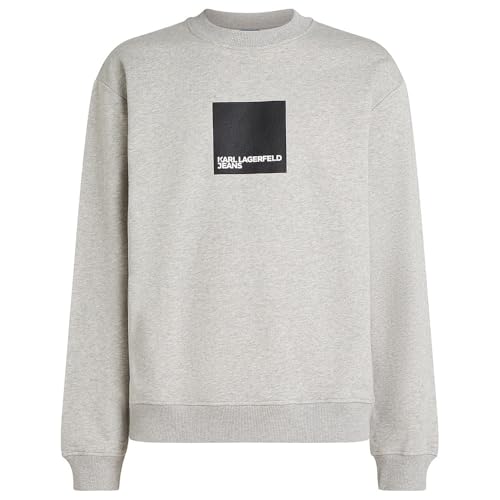 Karl Lagerfeld Jeans Men's Regular Box Logo Sweat Sweatshirt, Light Heather Grey, M von Karl Lagerfeld Jeans