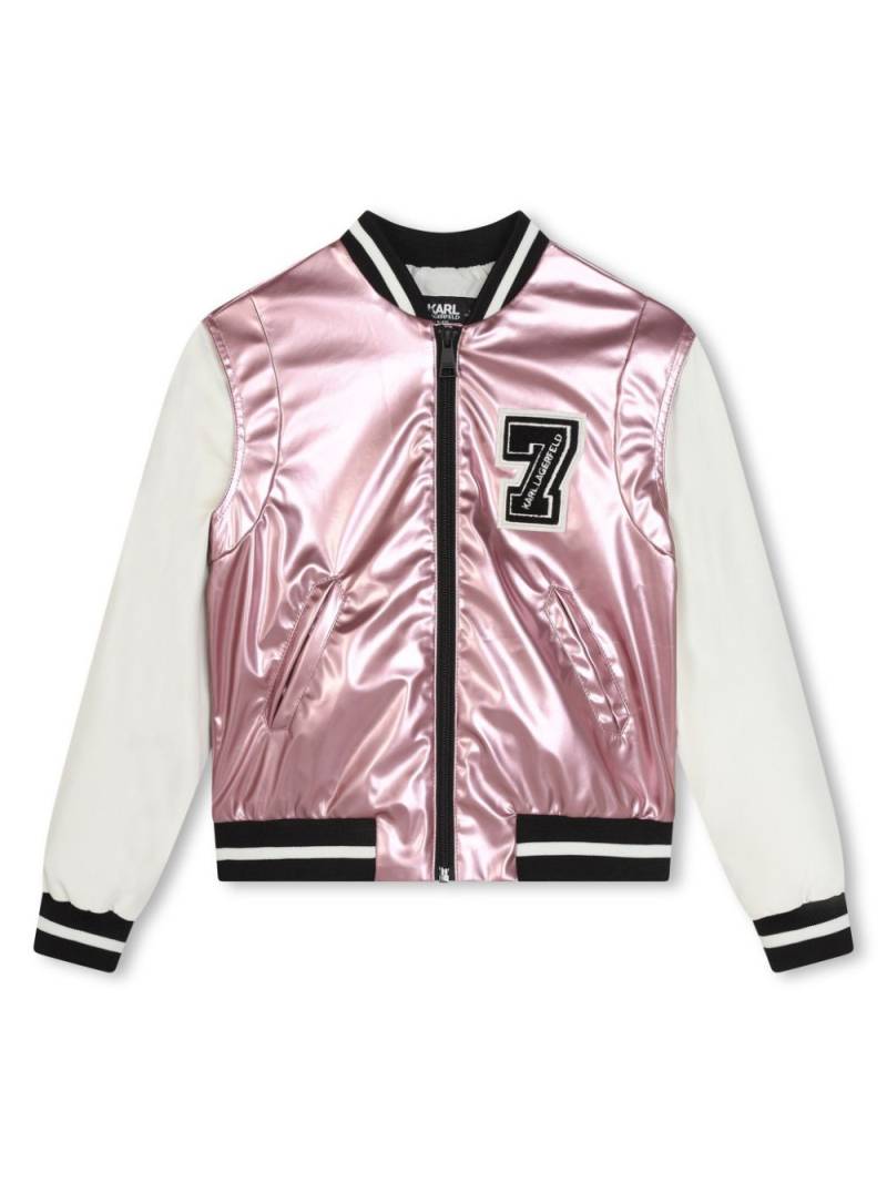 Karl Lagerfeld Kids Bomberjacke mit Logo-Stickerei - Rosa von Karl Lagerfeld Kids