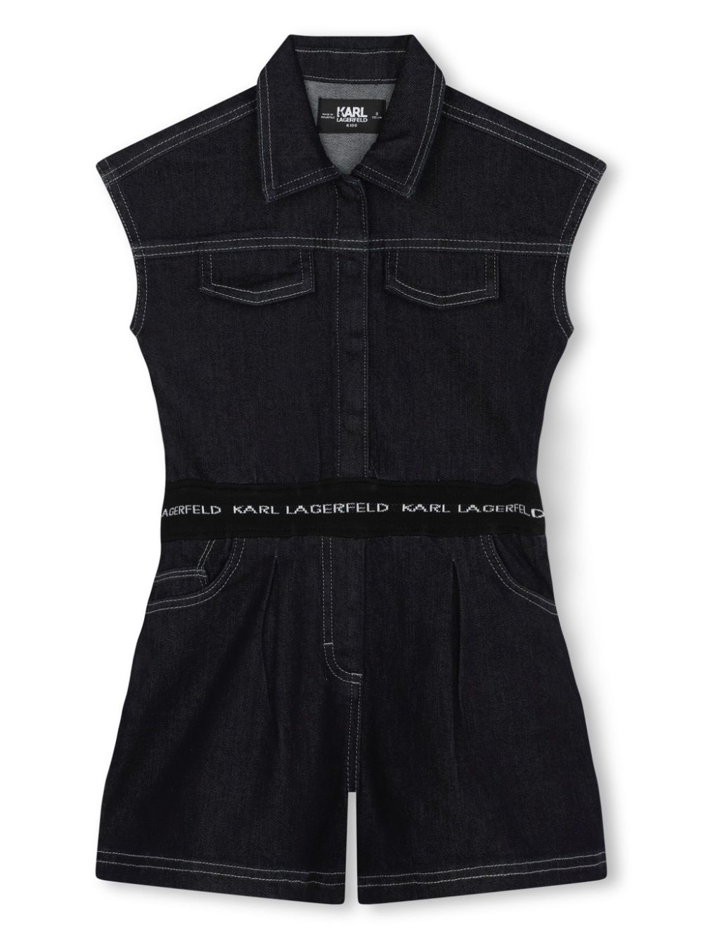 Karl Lagerfeld Kids Jeans-Playsuit mit Logo-Bund - Schwarz von Karl Lagerfeld Kids