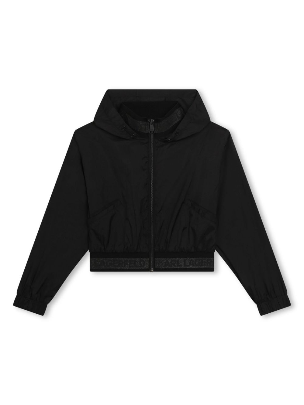 Karl Lagerfeld Kids Kapuzenjacke mit Jacquard-Logo - Schwarz von Karl Lagerfeld Kids