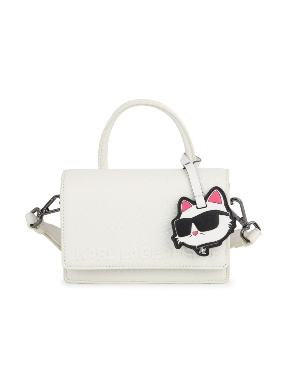 Karl Lagerfeld Kids Schultertasche mit Choupette-Anhänger - Weiß von Karl Lagerfeld Kids