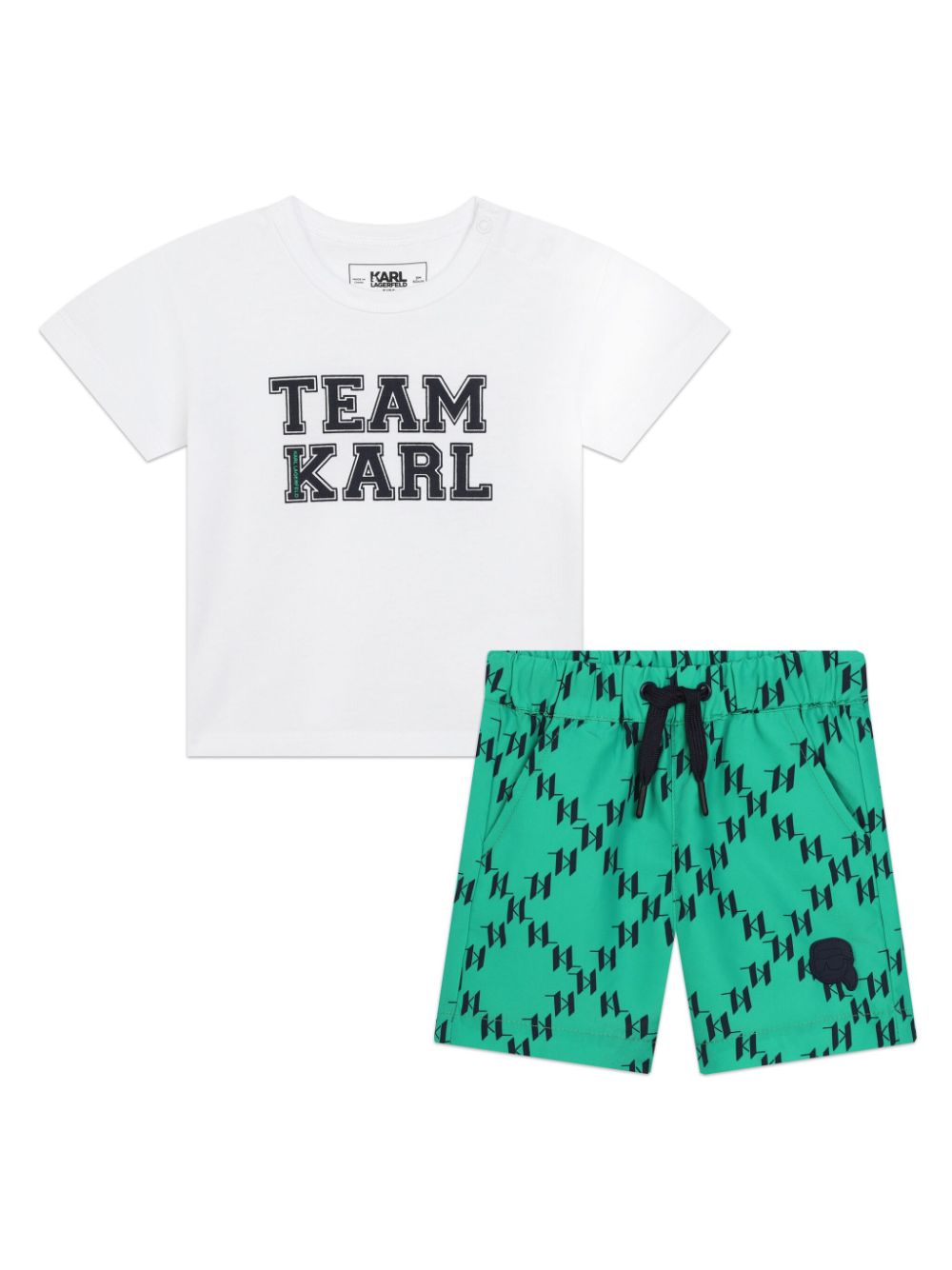 Karl Lagerfeld Kids Short-Set aus Bio-Baumwolle mit Monogramm - Grün von Karl Lagerfeld Kids