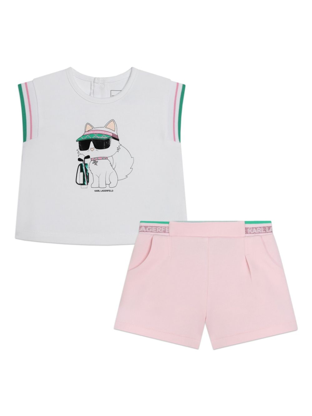 Karl Lagerfeld Kids Short-Set mit Ikonik Choupette-Print - Weiß von Karl Lagerfeld Kids