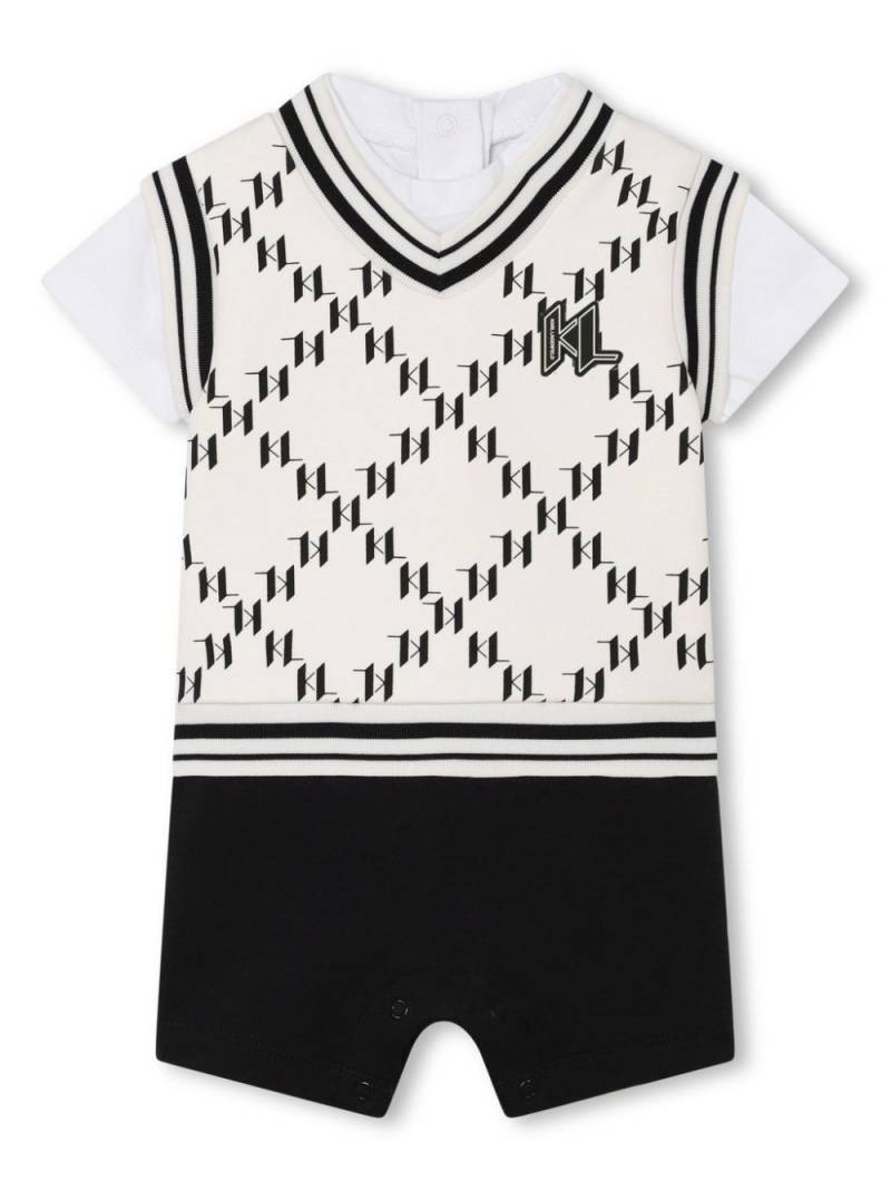 Karl Lagerfeld Kids Strampler im Layering-Look mit Monogramm - Nude von Karl Lagerfeld Kids