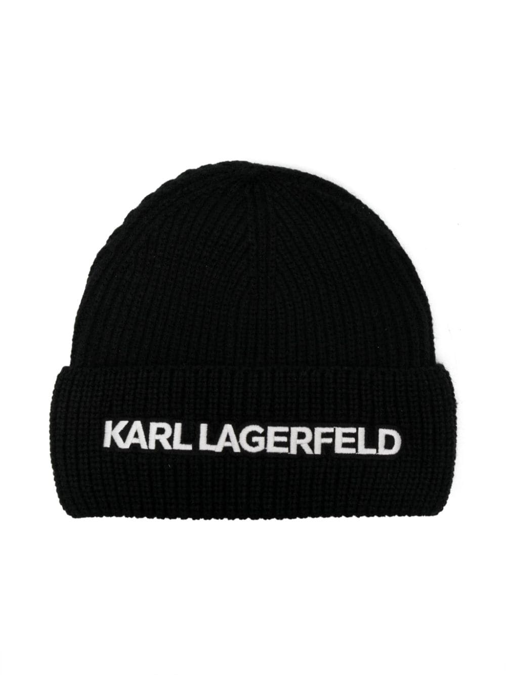 Karl Lagerfeld Kids Gerippte Beanie mit Logo-Stickerei - Schwarz von Karl Lagerfeld Kids