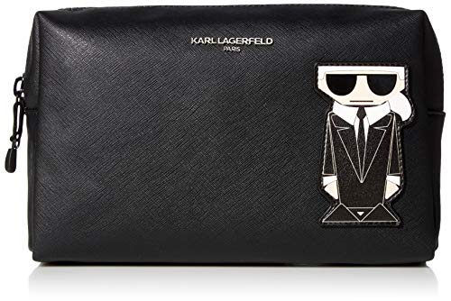 Karl Lagerfeld Paris Damen Kosmetiktasche, Schwarz/Schwarz/silberfarben, Einheitsgröße von KARL LAGERFELD