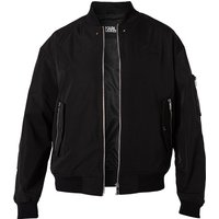 KARL LAGERFELD Herren Blouson schwarz Mikrofaser unifarben mit Motiv von Karl Lagerfeld