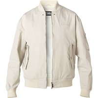 KARL LAGERFELD Herren Blouson Weiß Mikrofaser unifarben mit Motiv von Karl Lagerfeld